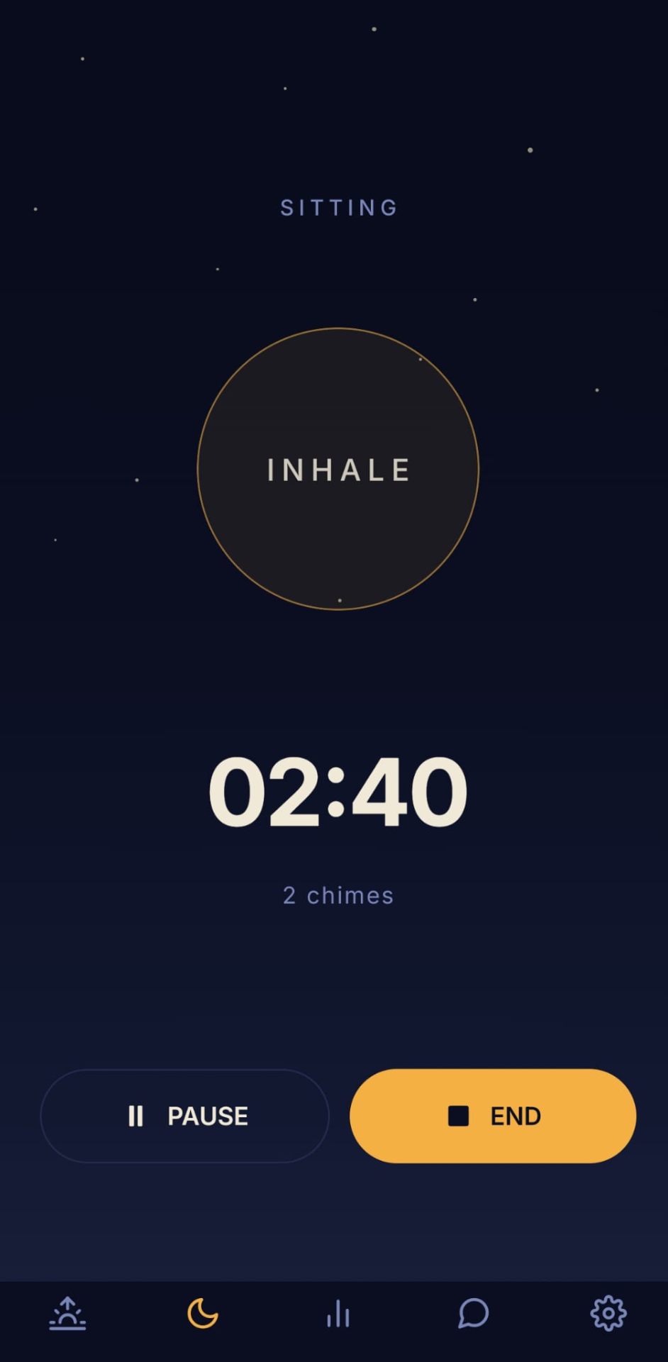 Dawn Ritual meditation timer with breathing guide and bell chimes